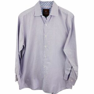 Tattersall London Purple Striped Button Down 16.5”